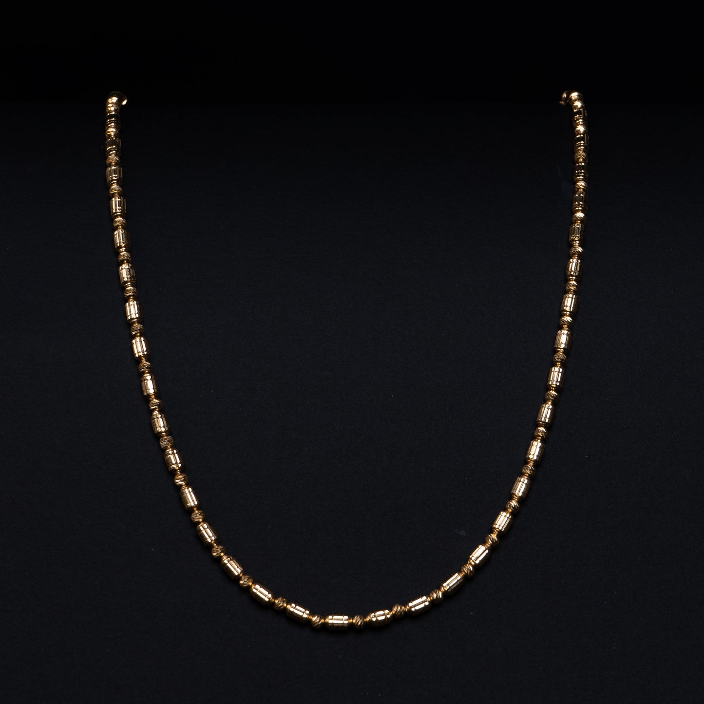 18k Yellow Diamond Cut Cylinder Beaded Necklace