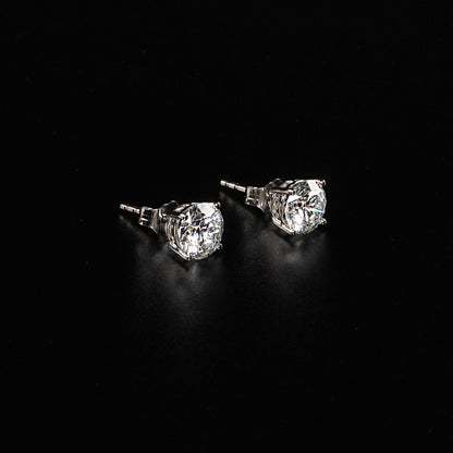14K White Gold Lab Grown Diamond Round Stud Earrings
