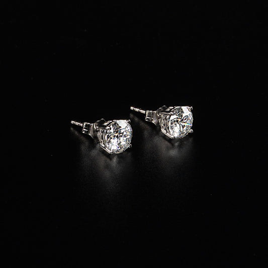 14K White Gold Lab Grown Diamond Round Stud Earrings