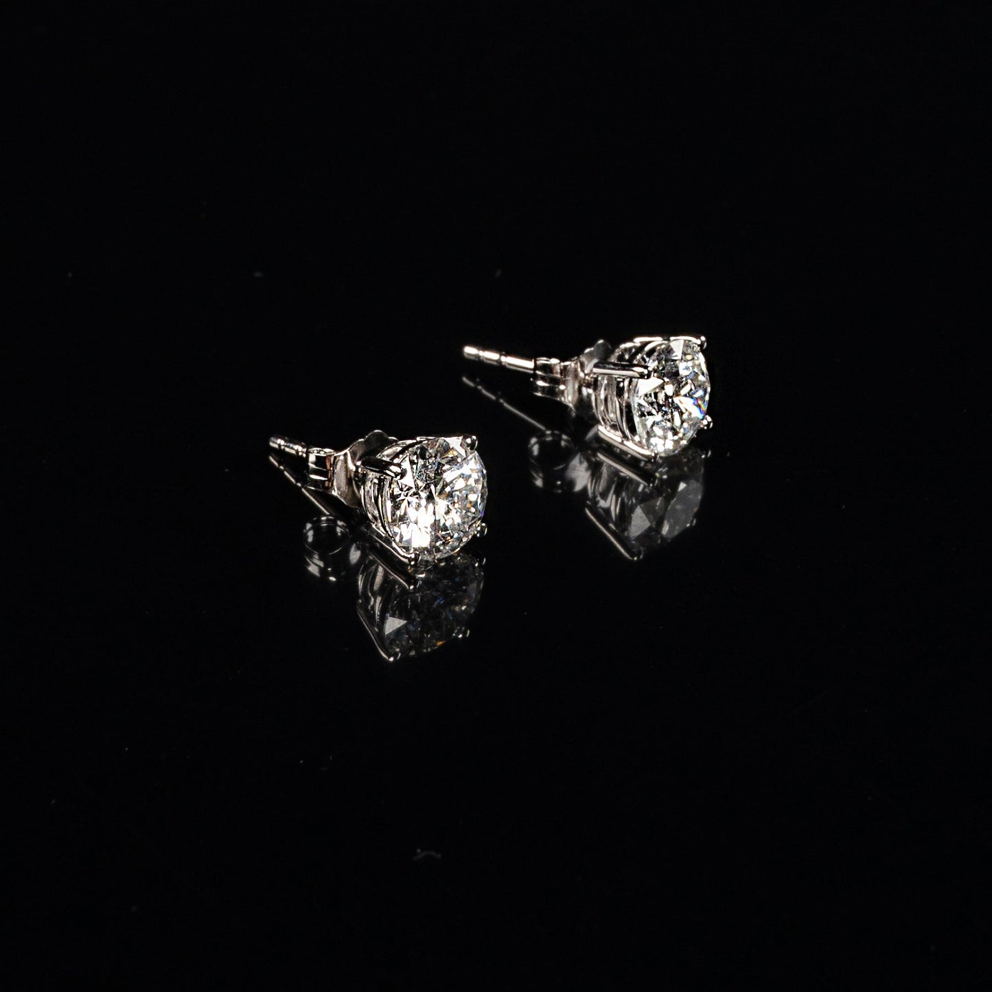 14K White Gold Lab Grown Diamond Round Stud Earrings