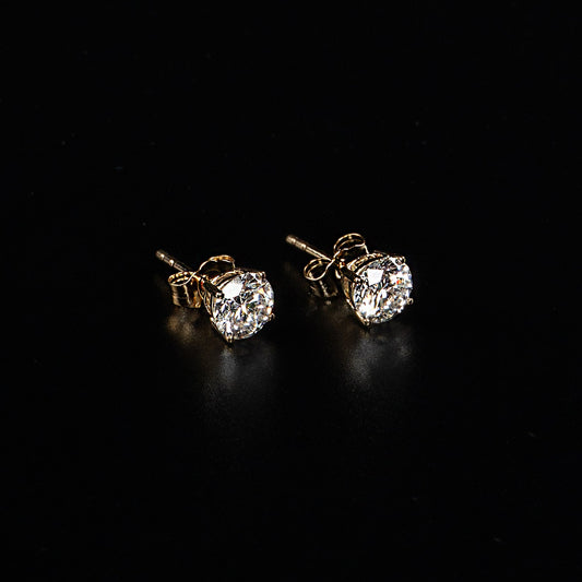 14K Yellow Gold Lab Grown Diamond Round Stud Earrings