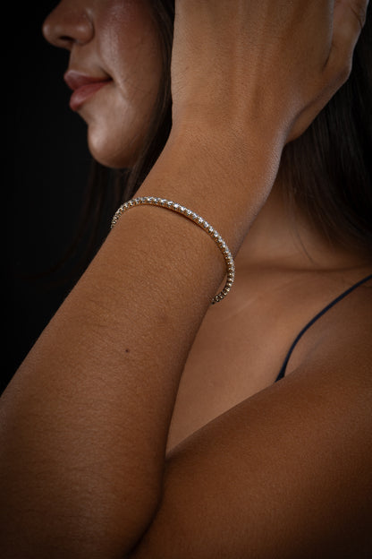 14k White Gold Lab Grown Diamond Bangle Bracelet