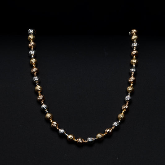 18k Yellow/White Gold Bead Necklace