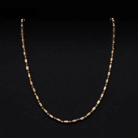 18k Yellow Diamond Cut Cylinder Beaded Necklace