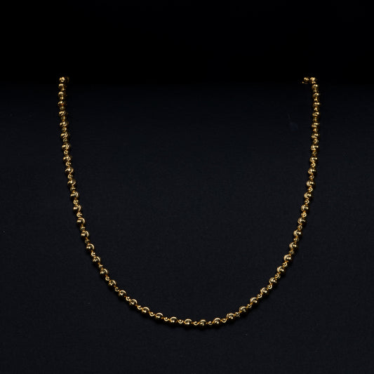 18k Yellow Gold Moon Cut Beaded Ball Necklace