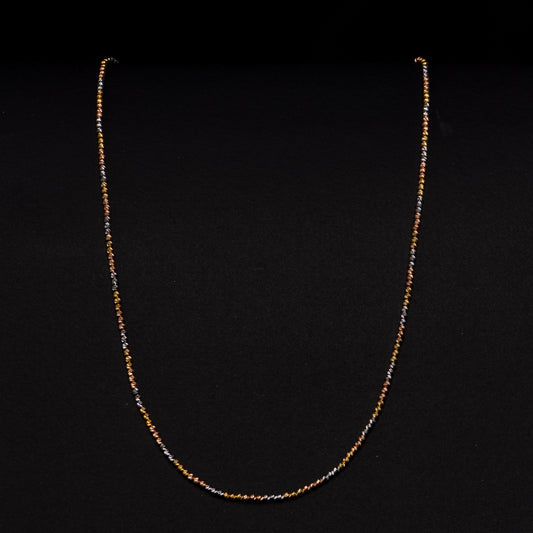 18k Yellow/White/Rose Gold Moon Cut Beaded Ball Necklace