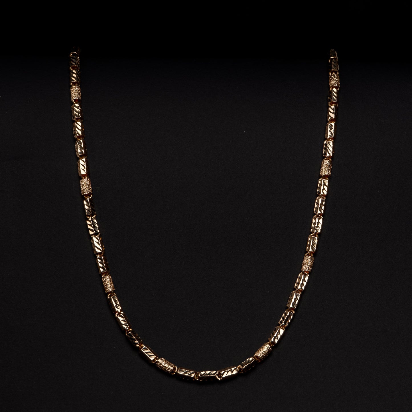 18k Yellow Diamond Cut Box Link Necklace