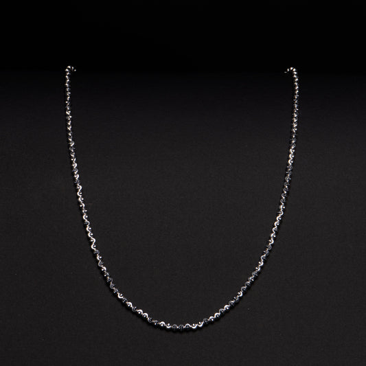18k White Gold Moon Cut Beaded Ball Necklace