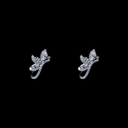 18K White Gold Natural Diamond Leaf Earrings